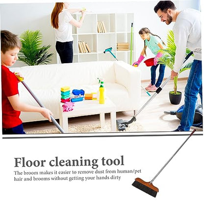 GALPADA Long Handle Soft Bristle Broom Stainless Steel Handle Sturdy Cleaning Tool for Home and Kitchen for Dust and PET Hair Removal