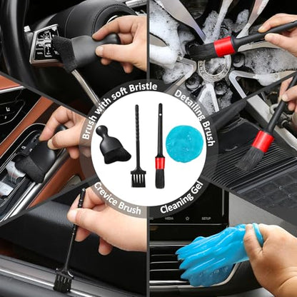 Qydipclin 10pcs Windshield Cleaner Tool, Car Window Cleaning Wash Kit with 4 Reusable Microfiber Pads 1 Spray Bottle and Extendable Handle Auto Glass Wiper Kit, Gray - color: Gray