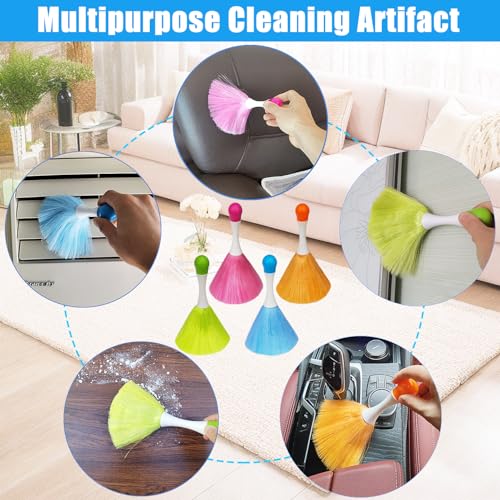 4 Pack 8" Hand Grips Microfiber Washable Duster, Suitable for Light Daily Household Dusting, Electrostatic Feather Duster Brush,Cleaning Supplies for Book,Screen,Sofa,Car,Furniture,Photo Frames