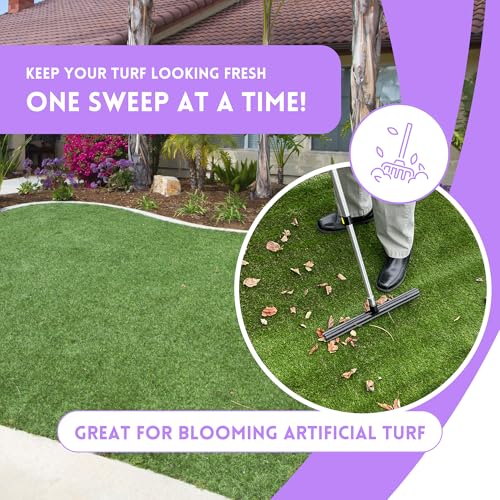 Room Groom PET Carpet Rake and Groomer with Telescoping 54 Inch Adjustable Handle, Rugs, and Artificial Turf, Purple Grip, Black/Purple - style: PET