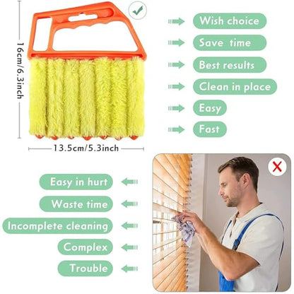 Shutter Brush Window Blind Cleaning Brush, 2 PCS Venetian Blind Cleaner Brush, Microfiber Duster Tool for Window Blinds,Air Vents, Keyboard, Car AC, Washable Reusable Gap Cleaning Brushes (Orange) - color: Orange
