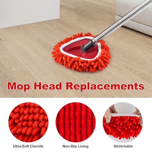 Mop Heads Replacements for O Ceda, Replace Head for Oceda Easywring 1 Tank,3 Spin Mop Replacement Head 1 Scrub Brush and 1 Base Deep Cleaning & Machine Washable - color: Red