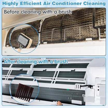 CANIPHA 3Pcs Air Conditioner Condenser Fin Cleaning Brush Refrigerator Coil Cleaning Brush Supplies, Stainless Ac Coil Cleaner, Evaporator Coil Cleaner, Mini Split Cleaning Kit Fridge Cleaner Tool - color: 3pcs