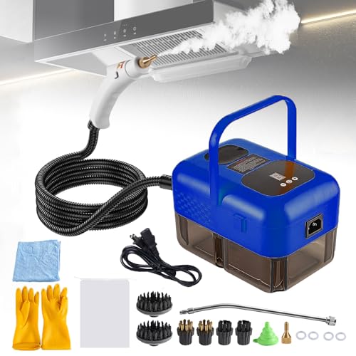 Handheld Steam Cleaner for Home, 2500W High Pressure Steamer for Cleaning, 9-Level Multipurpose Steam Cleaner for Car Floor Upholstery Kitchen Bathroom Grout Tile, 14 Accessories Included (Dark Blue) - color: Dark Blue