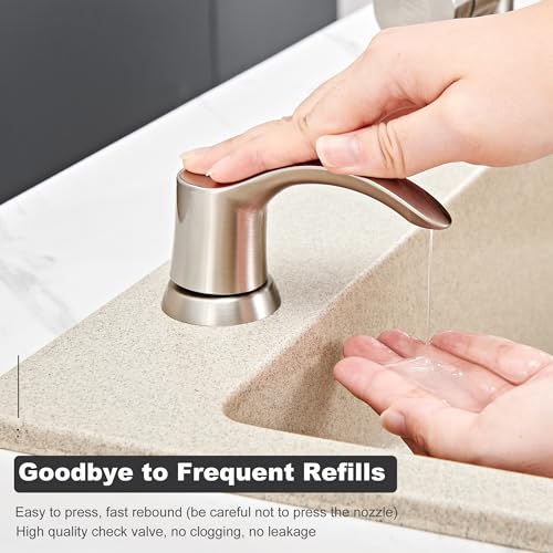 GAGALIFE Kitchen Sink Soap Dispenser - Sink Soap Dispenser Pump with 40" Silicone Soap Dispenser Extension Tube (Brushed Nickel), Say Goodbye to Frequent Refills G080-1BN - color: Brushed Nickel, size: with Hose