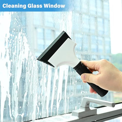 Gomake 2PCS Small Rubber Squeegee Ice Scraper Window Shower Squeegee,Auto Water Blade Squeegee for Shower Glass Door,Car Windshield, Window, Mirror, Bathroom,Countertop Cleaning (Black)