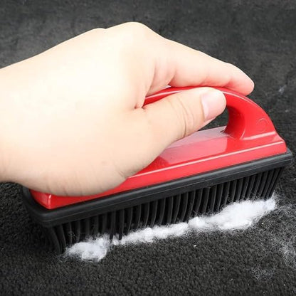 Rubber Brush for Pet Hair Removal - Effective Lint & Fur Remover Red/Black