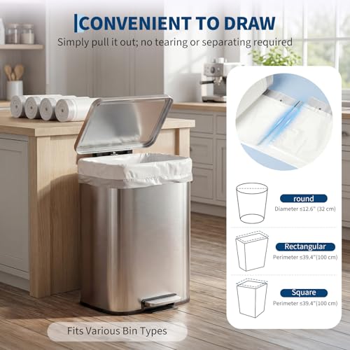 Garvee Trash Bags 50L (13 Gallon) with Drawstring, Heavy Duty Garbage Bags HDPE Puncture Resistant Leak Proof, 40 Count 1 Roll, 66 * 74cm (26” x 29”) Kitchen Trash Bags for Home Office - size: 40 Count (Pack of 1)