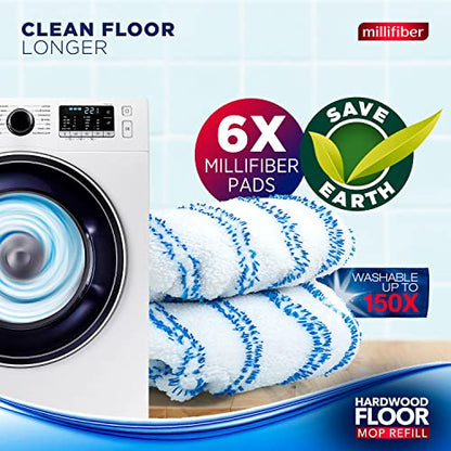 Millifiber Microfiber Mop Refills 15x8 Inches, 6-Pack (Mop is Not Included) - color: White-grey, size: 6 Count (Pack of 1)