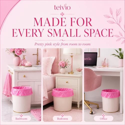 Teivio Small Trash Bags 4 Gallon 150 Counts Garbage Bags, Bathroom Trash Can Bin Liners, Small Plastic Bags for home office kitchen, fit 12-15 Liter, 3,3.5,4.5 Gal, Pink