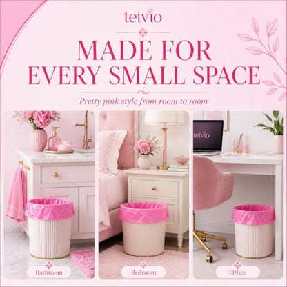 Teivio Small Trash Bags 4 Gallon 150 Counts Garbage Bags, Bathroom Trash Can Bin Liners, Small Plastic Bags for home office kitchen, fit 12-15 Liter, 3,3.5,4.5 Gal, Pink