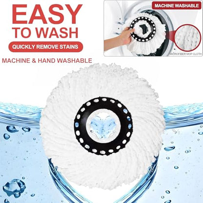 4 Pack Spin Mop Replacement Head for 360° Spin Mop System, Standard Size Round Shape Mop Head Replacement,Spin Mop Refills Replacement Head Microfiber, Machine Washable and Easy Cleaning