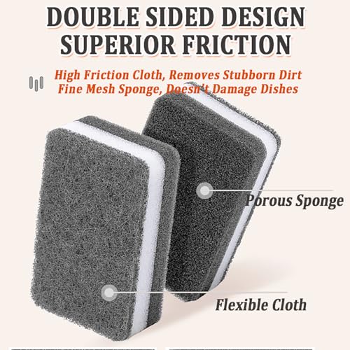 Taeku Natural Kitchen Sponge, 6 Pack Heavy Duty Scrub Cellulose Sponge Premium Multifunction Eco Friendly Cleaning Sponges for Dishes (Grey) - color: Gray