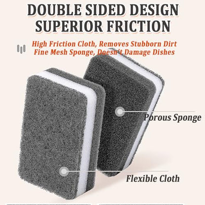 Taeku Natural Kitchen Sponge, 6 Pack Heavy Duty Scrub Cellulose Sponge Premium Multifunction Eco Friendly Cleaning Sponges for Dishes (Grey) - color: Gray