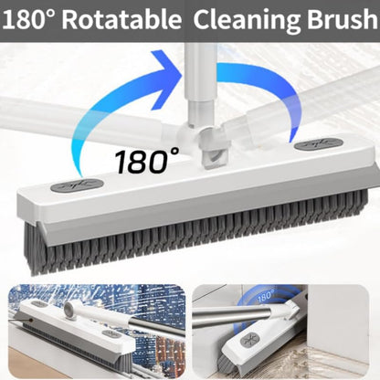 Floor Scrub Brush with Long Handle, Dual-Sided Stiff Bristle Grout Brush with 180° Rotatable V-Shape Head, Heavy Duty Shower Cleaning for Bathroom Tile, Patio, Deck, Garage, Pool & Corner