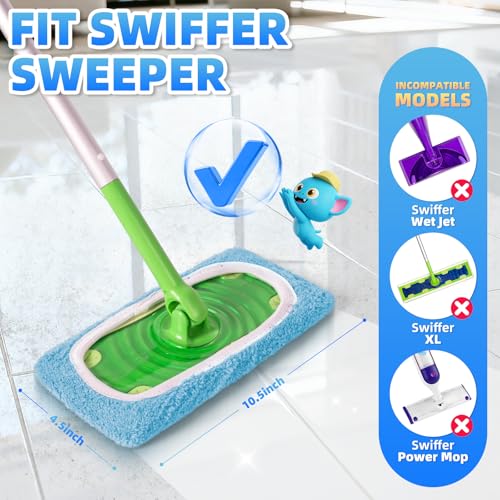 8 Pack Reusable Mop Pads Compatible with Swiffer Sweeper Mop, Dry and Wet Pads Refill, Microfiber Pads, Washable Sweeping Cloths for Surface/Hardwood Floor Cleaning (Blue) - color: Blue