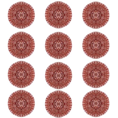 LOLA Copper Mesh Scouring Pad, 12 Pack, 45 Grams, 4" Heavy Duty Cleaning Pads, Copper Coated Knitted Wire Mesh, Recyclable, Cleans Baked On Messes - size: 12 Pack, style: Jumbo