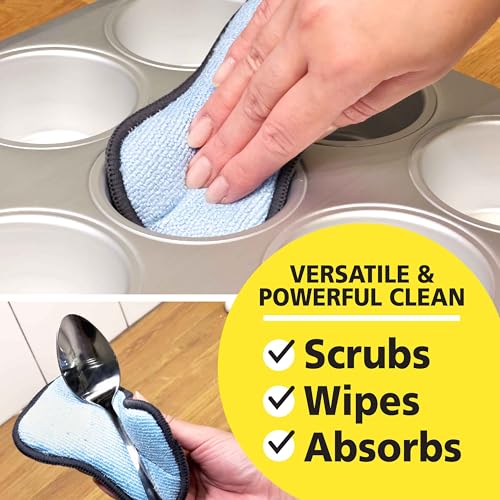 Original Scrub-N-Wipe Pad by Tuff-Scrub, 6-Pack, Microfiber, Multi-Surface, Non-Scratch, Dual-Sided, Scrubber for Dishes, Sinks, Non-Stick Cookware – Machine Washable, Durable Kitchen Sponge (Small) - size: Small