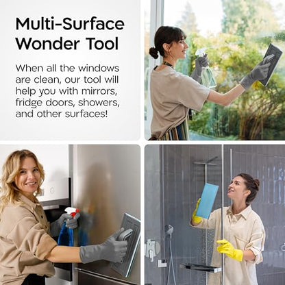Tyroler Silicone Shower Squeegee for Glass Doors - 10" | 2 Microfiber Scrub & Polish Cloths | Multi-Surface Wiper | Perfect Window Squeegee for Home | Squeegee for Shower Glass | Shower Door Squeegee