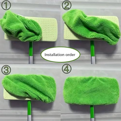 3 Pack Green Reusable Microfiber Mop Pads Replacement, Wet and Dry Flat mop Cover, Washable Wet Pads Refill for Surface/Hardwood Floor Cleaning - color: Green