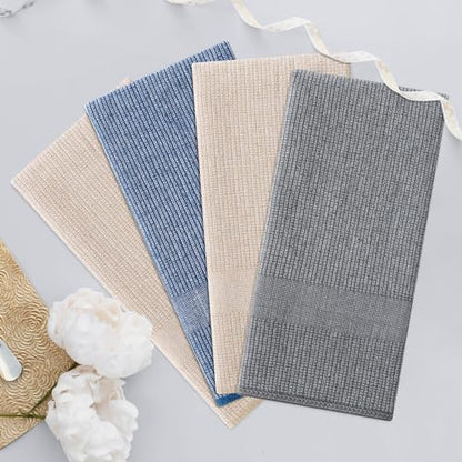 Homaxy Premium Kitchen Towels(18”x 28”, 3 Pack), Large Cotton Kitchen Hand Towels, Flat and Terry Dish Towels, 380 GSM Highly Absorbent Tea Towels Set with Hanging Loop, Multicolor - color: Multicolor, style: 3-pack