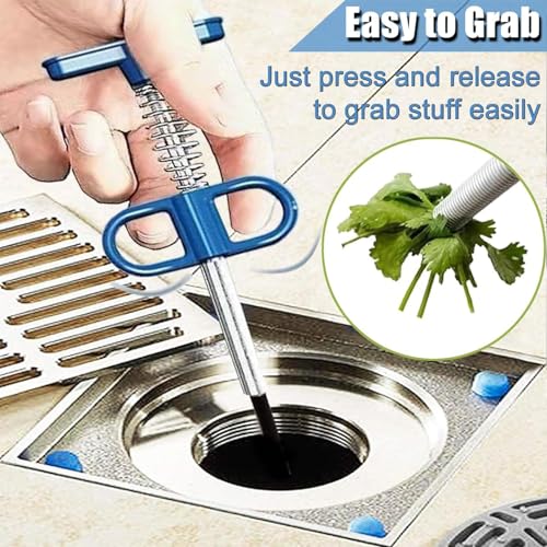 76 Inch Drain Snake Upgraded Ergonomic Grip – Toilet Snake Flexible Grabber Claw for Clog Remover & Pick Up Small Items - color: 79'' Bule