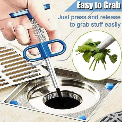 76 Inch Drain Snake Upgraded Ergonomic Grip – Toilet Snake Flexible Grabber Claw for Clog Remover & Pick Up Small Items - color: 79'' Bule