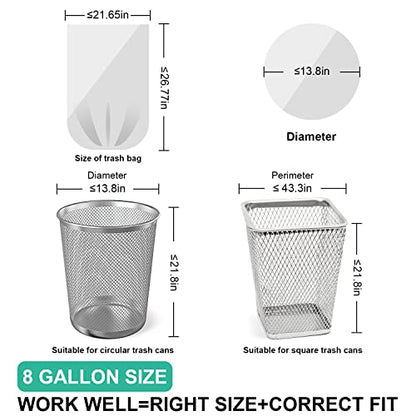 Medium 8 Gallon Trash Bags Unscented, 0.94 Mil, Clear, 120 Count | 30 Liter Garbage Bag, Plastic Waste Basket Can Liners, Thick, Leakproof, Tear Resistant, for Bathroom Office Kitchen Bulk - color: Clear-8 Gal-120