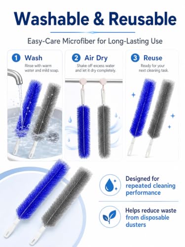 Fan Cleaning Brush, Bendable Microfiber Head Reusable Dust Remover, 2026 Upgrade Fan Cleaner Tool for Electric Fans, Air Conditioner, Home & Car Vents, Curtains Cleaning (1, Grey) - color: Gray