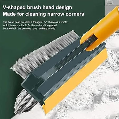 Bloame Cleaning Brush, 3 in 1 Floor Scrub Brush with, 180° Rotating Long Handle Soft Scraper for Cleaning Bathroom Glass Patio Kitchen (Gray) - color: Gray