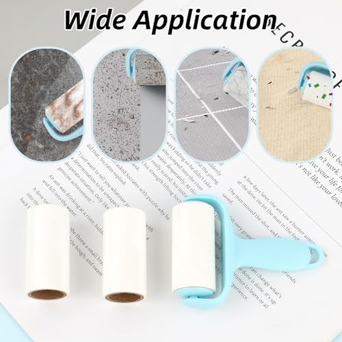 Blue Mini Lint Roller Travel Size,Reusable Lint Brush,Dog Cat Hair Remover with Ergonomic Handle and 3 Refills (90 Sheets) - color: Blue