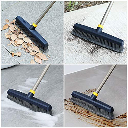 Yocada Push Broom Brush Stiff Bristles 12.8" Broom Head Telescopic Heavy-Duty Outdoor Commercial for Cleaning Bathroom Kitchen Patio Garage Deck Concrete Wood Stone Tile Floor