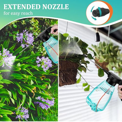 Electric Spray Bottle Plant Mister for Indoor Outdoor Plants, 0.5 Gallon Automatic Watering Can Rechargeable Battery Powered Sprayer with Adjustable Spout for Gardening, Cleaning(Green Style) - style: Green Style
