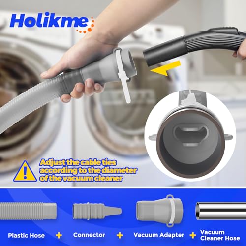Holikme Dryer Vent Cleaner Kit 2 Pieces - Upgraded Dryer Lint Screens Cleaner Brush Part,Compatible with Most Vacuum Cleaner,Vacuum Hose Attachment & Refrigerator Coil Brush,Quickly Lint Remove,Gray - color: Gray