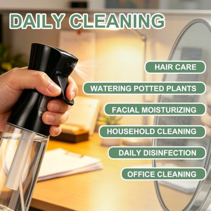 3PCS Spray Bottles,Continuous Water Spray Bottle for Hair,Cleaning,Plants,Office,Portable Spray Mist Bottle,Black(200ml+300ml+500ml)