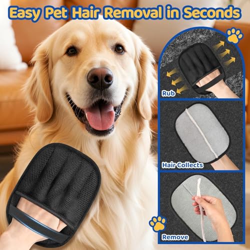 SmartTrends-2 Packs Pet Hair Removal Glove for Dogs & Cats, Five-Finger Ergonomic Grip Reusable & Washable Pet Hair Removal Tool, Lightweight Portable Dog Hair Remover for Couch, Carpet, Bed, Cloth - color: Black