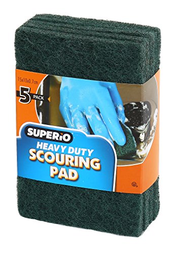 Scouring Pad Non-Scratching Scrubber Non-Scratch Cleaning Scrub Pads, Heavy Duty Scouring Pad, Reusable Kitchen Scrubbing Pad Pack of 5, Green, By Superio - size: 5-pack
