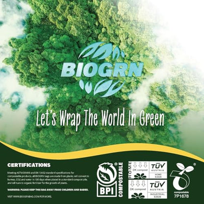60-64 Gallon Compostable Trash Bags, 12 Count, 2 Mil Heavy Duty Flat Top Large Trash Bags, 243L Lawn & Yard Waste Bags for Outdoor Garden Cleanup, ASTM D6400 BPI & OK Compost HOME Certified - color: 64Gallon, Flat Top, 12 Count