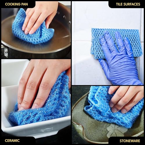 Non Scratch Dish Scrubbers for Cleaning Dishes (3PK) - Reusable Kitchen Sponge - Replace Dish Sponges for Washing Dishes - Best Household Scrubbing Pad & Alternative Dishwashing Scrub Pads Supplies - color: 3pk All Purpose