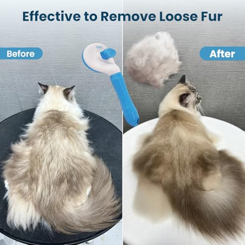Analan 3-in-1 Pet Hair Remover & Grooming Set for Dogs & Cats – Self-Cleaning Brush for Shedding, Cat Brush, Metal Fur Remover for Couch Carpet & Car, and Rubber Tool for Clothes & Bedding