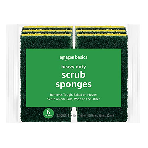 Amazon Basics Heavy Duty Scrub Sponges,Dual-Sided Design,Yellow/Green, 36 Count (6 Packs of 6), Packaging May Vary - size: 36-Pack, style: Heavy Duty