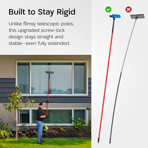 Tyroler Professional Window Squeegee for Home, 12"-80" Long Squeegee for Window Cleaning, 2-in-1 Window Cleaning Squeegee Kit, Indoor & Outdoor Window Cleaner Tool for High Windows & Glass - size: 12''-80''