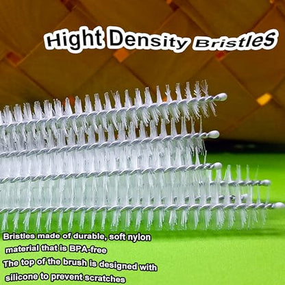 Straw Cleaner Brush Extra Long 12 Inch，Straw Brush Cleaner Stainless Steel Nylon Bristles Cleaner Brush for Cleaning Stanley Tumbler,Straws, Water Bottles, Coffee Makers,Pet Water Fountain 4-Pack