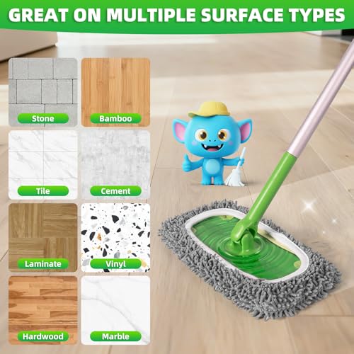 6 Pack Reusable Mop Pads Compatible with Swiffer Sweeper Mop, Wet and Dry Chenille Sweeping Cloths, Washable Pads Refill, Microfiber Pads for Multi-Surface/Hardwood Floor Cleaning (Gray, White) - color: Gray, White