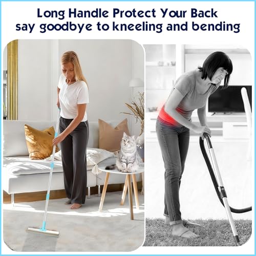 Carpet Rake for Pet Hair Removal, 54" Adjustable Long Handle 3 in 1 Carpet Rake & Pet Hair Removal Gloves for Cat Dog Fur Remover for Carpets, Rugs, Mats and Furniture(with 2 Hooks) - size: Carpet Rake & Hair Removal Gloves
