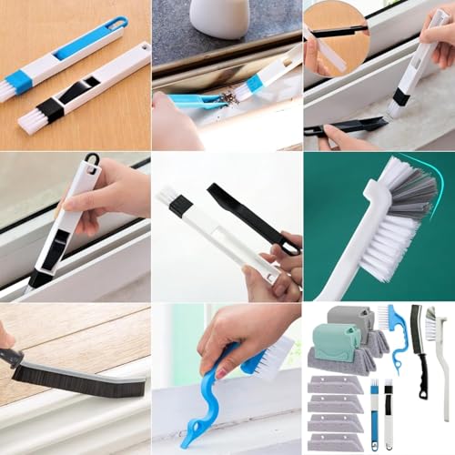 11Pcs Window Track Cleaning Tools, Groove Gap Cleaning Brush Kit, Deep Cleaner for Door Tracks, Sliding Doors, Tile Lines and Shutter