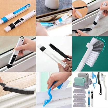 11Pcs Window Track Cleaning Tools, Groove Gap Cleaning Brush Kit, Deep Cleaner for Door Tracks, Sliding Doors, Tile Lines and Shutter