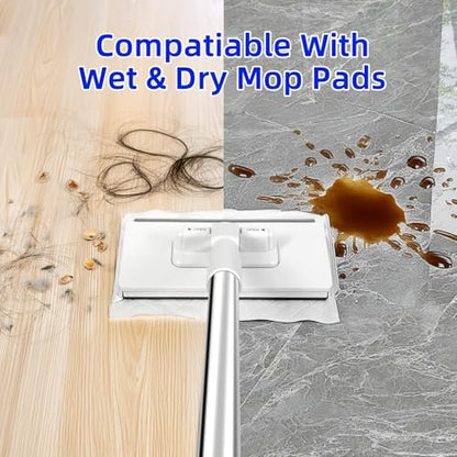 Hands Free Multi Purpose Flat Mop One Click Shark Tooth Grip | Zero-Touch Dirty Cloth Release, 48" Long Handle, Mini Mop Head Grip For Any Cloth, No Bending – Quick Hands-Free Cleaning. - color: 48in Long-handled Mini Mop