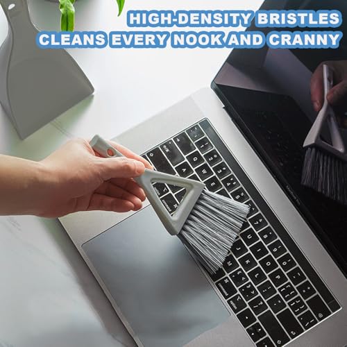 Dust Pan Broom Brush Dustpan -Mini Broom and Dustpan Combo Set, Handheld Sweeper Cleaning for Tables, Keyboards, Guinea Pig Cage, and Cat Litter, etc. (Grey) - color: Gray