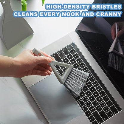 Dust Pan Broom Brush Dustpan -Mini Broom and Dustpan Combo Set, Handheld Sweeper Cleaning for Tables, Keyboards, Guinea Pig Cage, and Cat Litter, etc. (Grey) - color: Gray